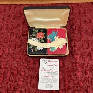 Vintage Duratone Playing Cards with Storage Box Floral